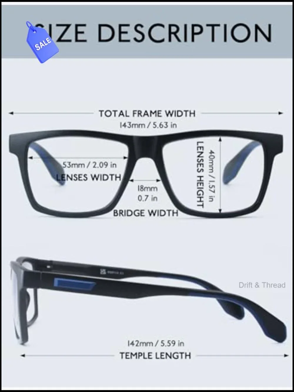 Oversized 1.5 Reading Glasses Blue Light Blocking Anti UV Eyestrain Men Women